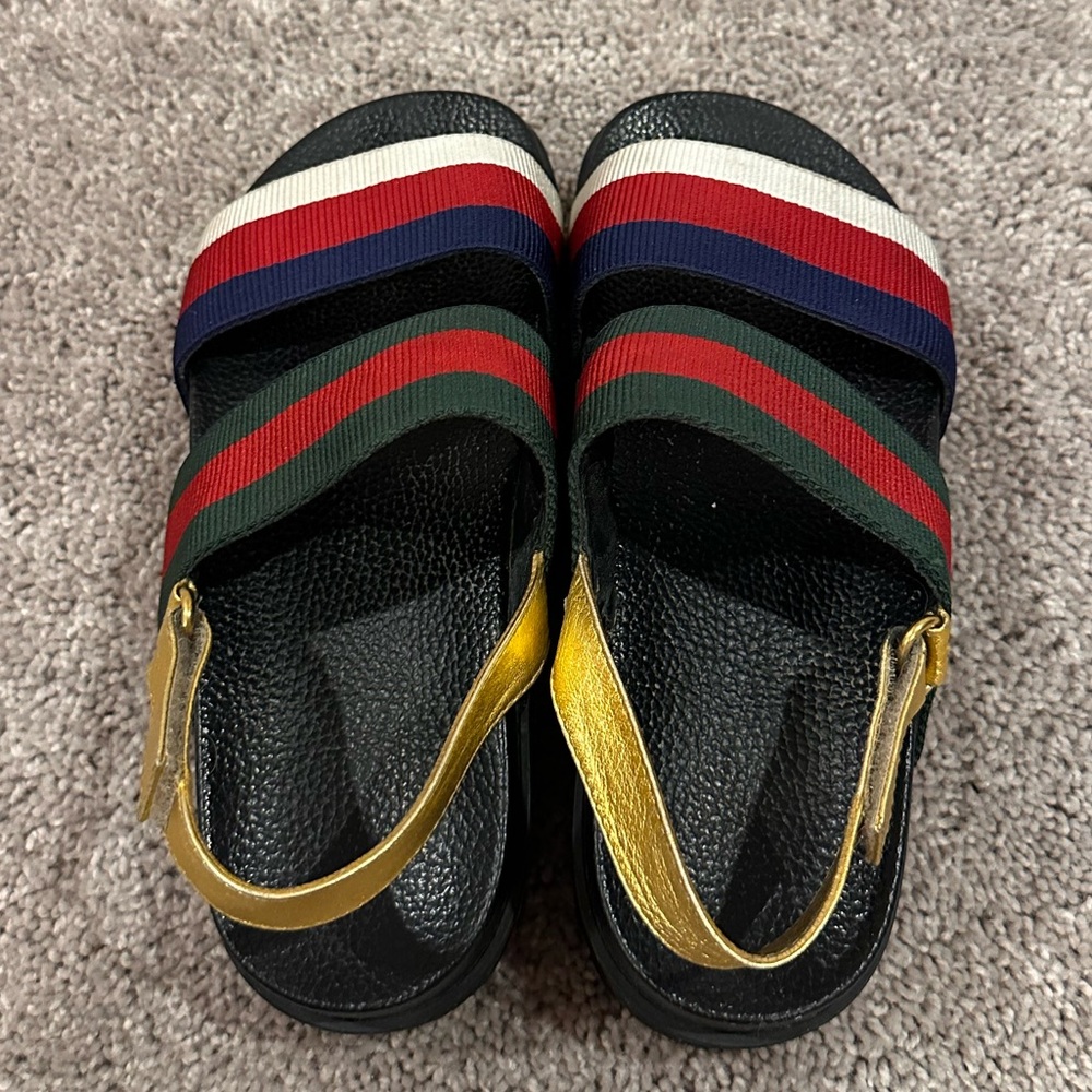 Gucci RIMINI Multicolor Striped Sandals - Size 39 - Picture 2 of 7